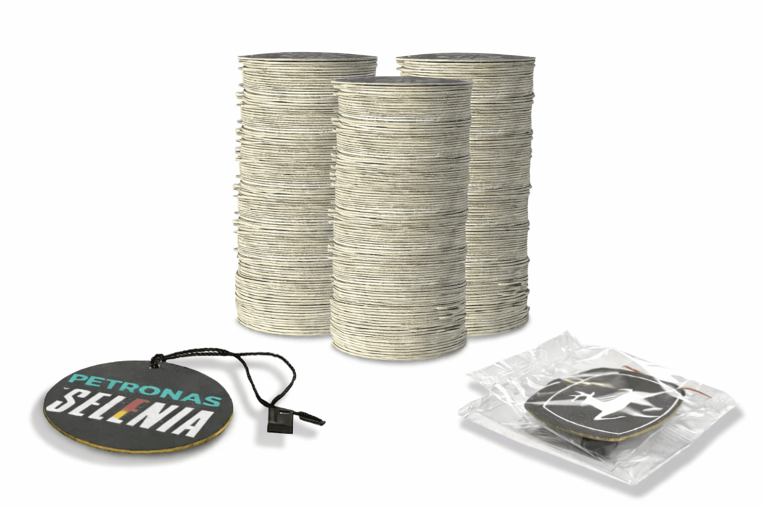 Kit de aromatizantes personalizados Aromatizacar - pilhas de unidades com embalagem